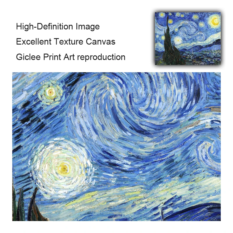 Van Gogh Slávny Tlač Plátno, Maľovanie, Hviezdna Noc Plagát Na Stenu Obrázky Pre Obývacej Izbe Plagáty A Tlačí Na Steny Umenie, Fotografia Bez Rámu