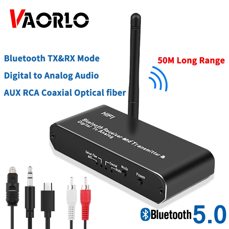VAORLO DAC Digitálneho na Analógový Audio Prevodník 3.5 MM AUX Koaxiálnych Optických vlákien Bluetooth 5.0 Audio Prijímač, Vysielač Za TV PC