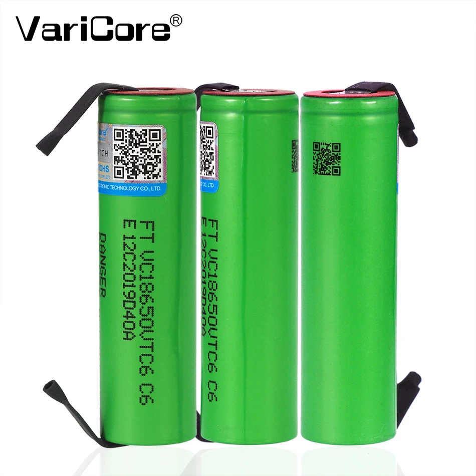 VariCore VTC6 3,7 V 3000 mAh 18650 Li-ion Nabíjateľnú Batériu VC18650VTC6 batérie + DIY Nikel Listov