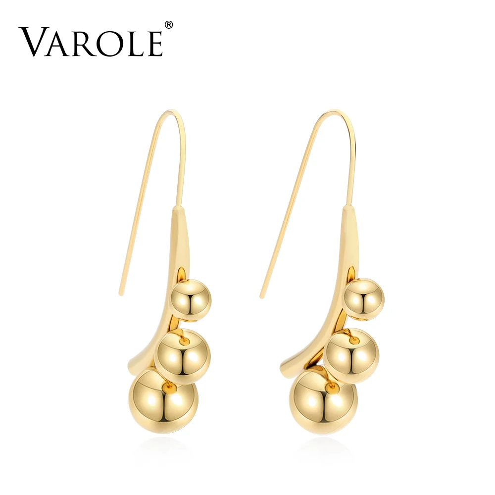 VAROLE Minimalistický korálky Visieť Náušnice Jedinečná Zlatá farba Earings Drop Náušnice Pre Ženy Dlhé Náušnice Módne Šperky Brincos