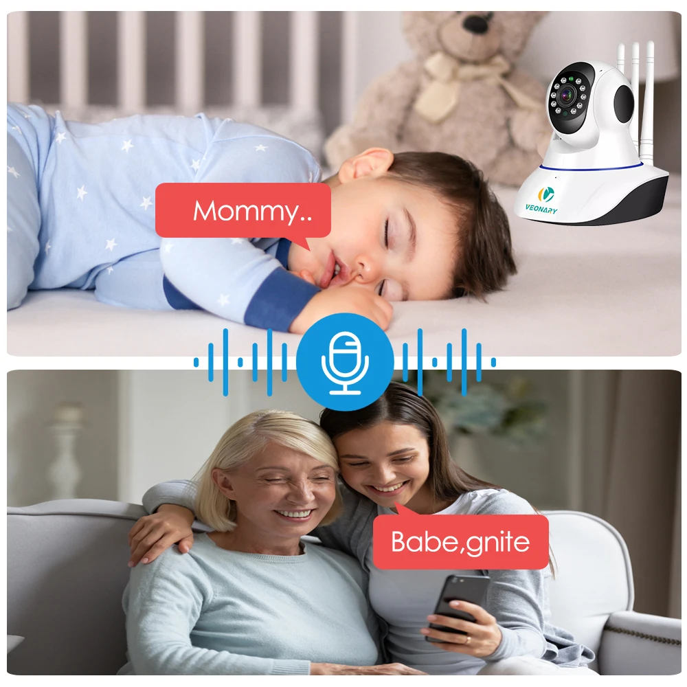 VEONARY AI 1536P 1080P Wifi Bezdrôtové IP Home Security Kamera Dohľadu obojsmerné Audio CCTV 3MP 2MP Baby Monitor domáce Zvieratá P2P Cloud