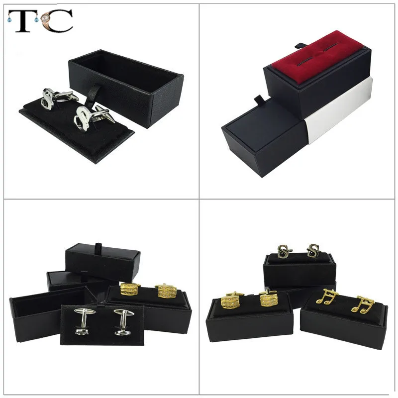Veľkoobchod 300Pcs/veľa Black Red manžetové gombíky Úložný Box Jemné Mužov Cufflink Šperky Package Darčekovej krabičke