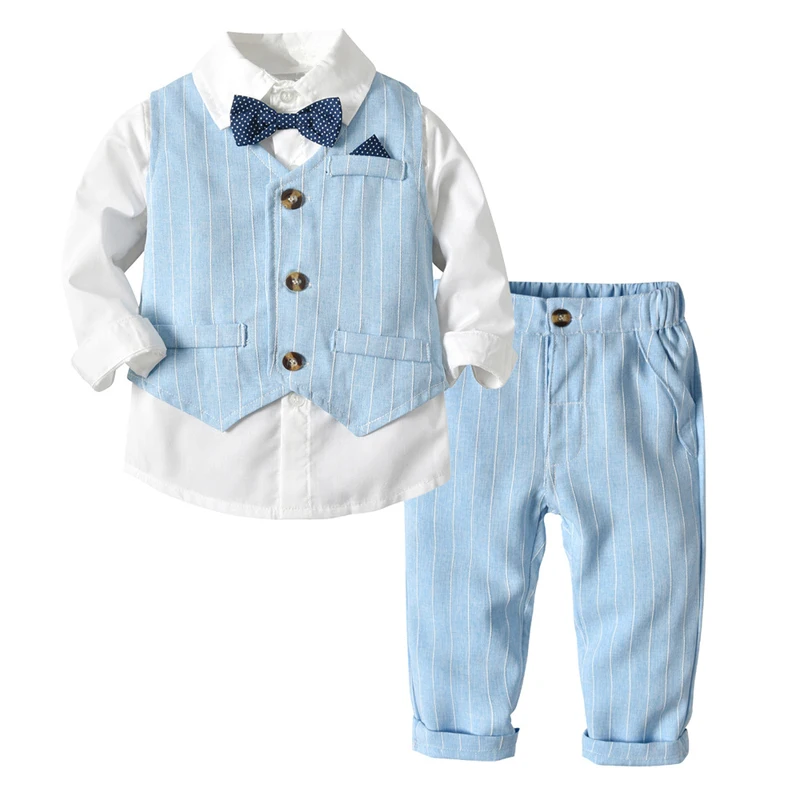 Veľkoobchod Chlapec Vesta Tričko Obleky, Blejzre, Šaty, Oblečenie Formálnej Strany Pruhované Nohavice Maloobchod Dieťa Chlapec Oblečenie
