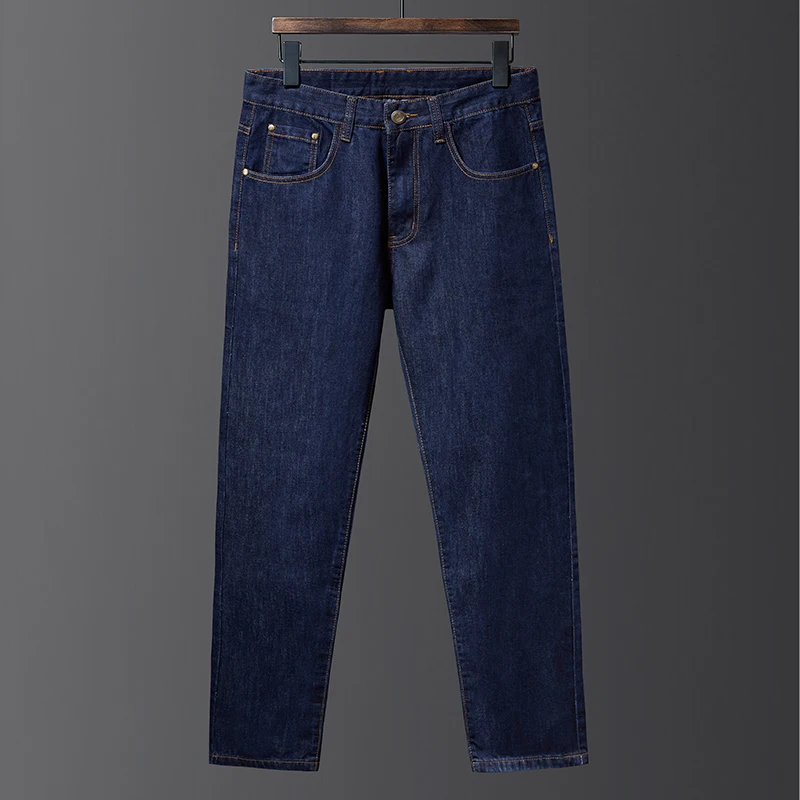 Veľká veľkosť 42 44 46 Mužov jeseň/zima straight-leg džínsy Business casual módy voľné mládež džínsové nohavice Modré svetlo modrá