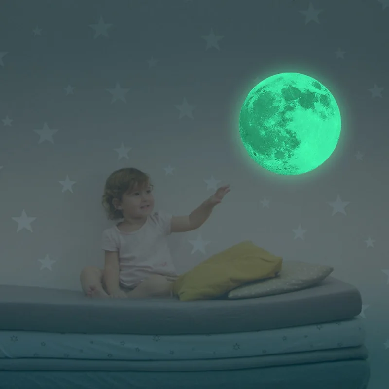 Veľké Svietiace Mesiac 3D Zemi Samolepky na Stenu pre Deti Izba Domáce Dekorácie Stenu Svietiť v Tme Obývacia Izba, Spálňa nástenná maľba