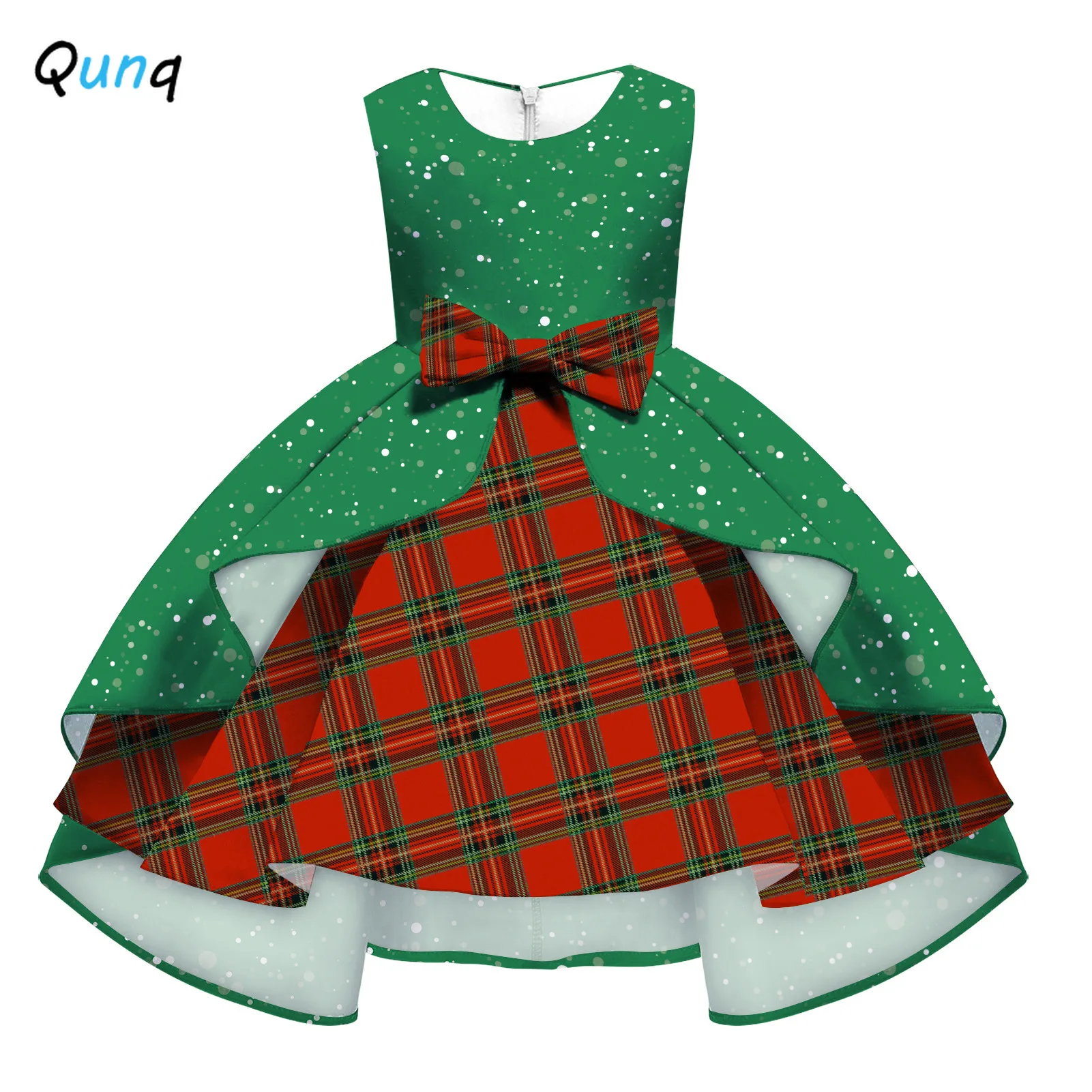 Vianočné Girl Dress Digitálna Tlač Snowflake Kockovaný Vzor Deti Party Šaty pre Dievča, Batoľa Dospievajúce Deti Princezná Oblečenie