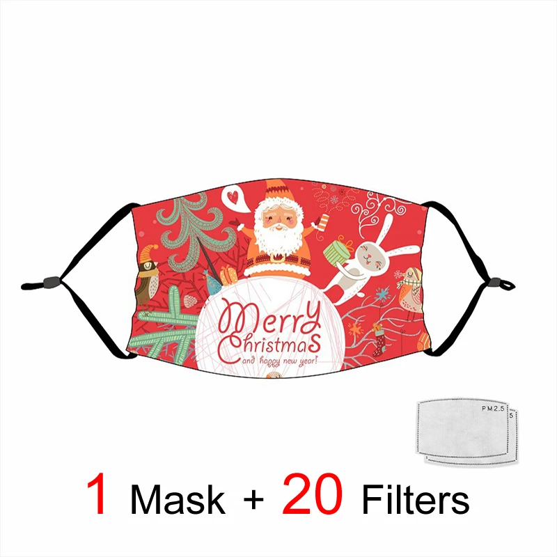 Vianočné Opakovane Masky Vysoko Kvalitnej Bavlny Maska Pre Vianočný Večierok Dospelých Umývateľný Bezpečnosti Textílie Maska Santa na Vianoce