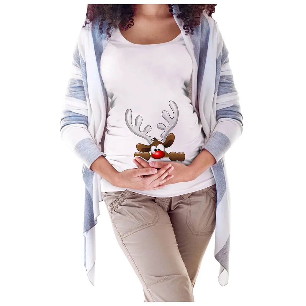 Vianočné Výbuchu Kostým Dámy Materskej Krátky Rukáv, Okrúhly Golier Vianočné Tlačiť T-Shirt dámske Tričko ropa embarazada 40*