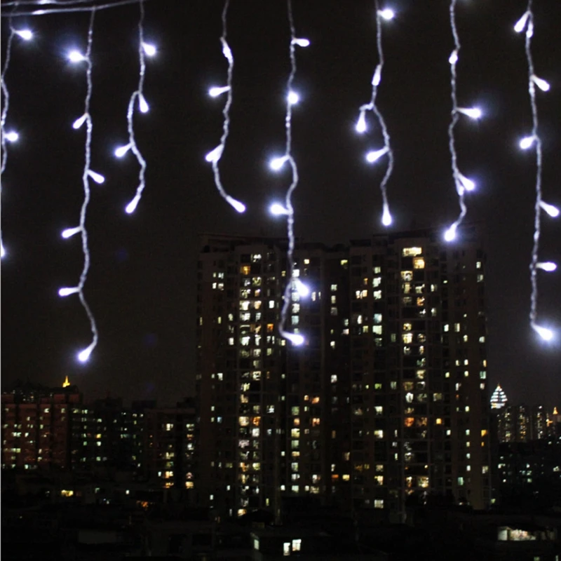 Vianočný Veniec LED Záves Cencúľ String Svetlo 220V 5m 96Leds Krytý Drop LED Garden Party Stage Vonkajšie Ozdobné Svetlo