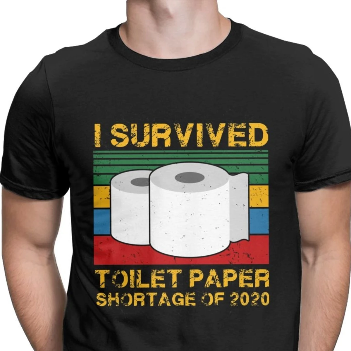 Vintage Mužov, T Košele som Prežil Toaletný Papier Nedostatok 2020 Bavlnené Tričko Panika TP Sociálne Dištancovanie sa Tshirts