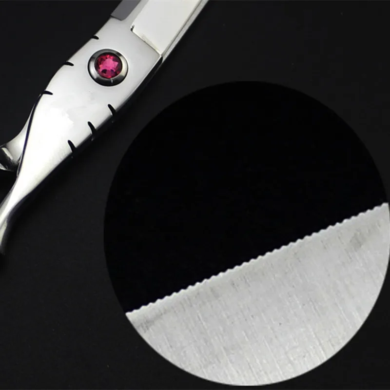 Vlastné profesionálne Japonsko 440c 5.5 6 inch Laser drôt vlasy nožnice zúbkovaný kotúče na Rezanie holič kadernícke nožnice nožnice na plech