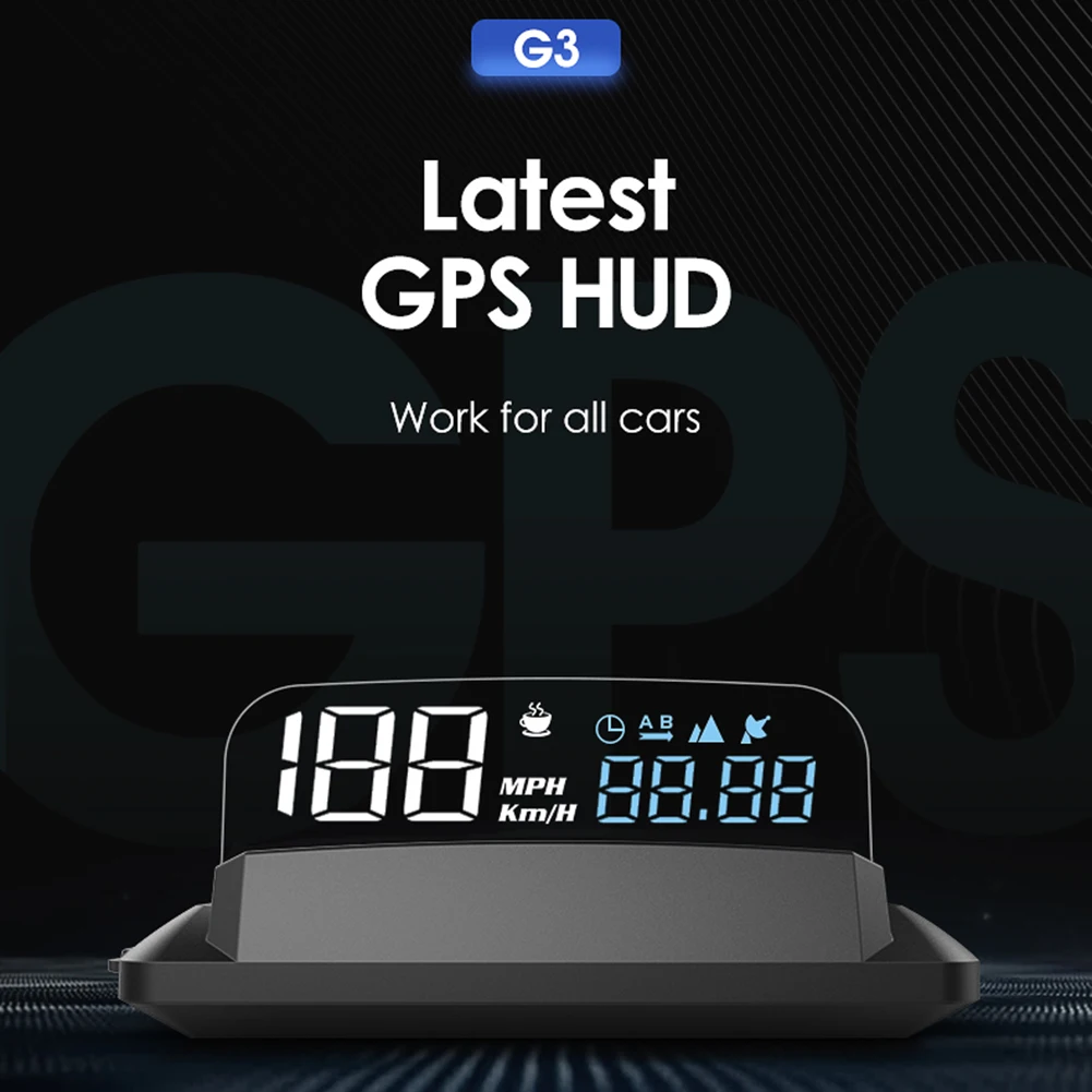 VODOOL G3 Auto HUD čelné Sklo GPS Tachometer prekročenia rýchlosti Alarm Únava Pripomienka Nadmorskej výšky Meter KMH/MPH Projektor Head Up Display