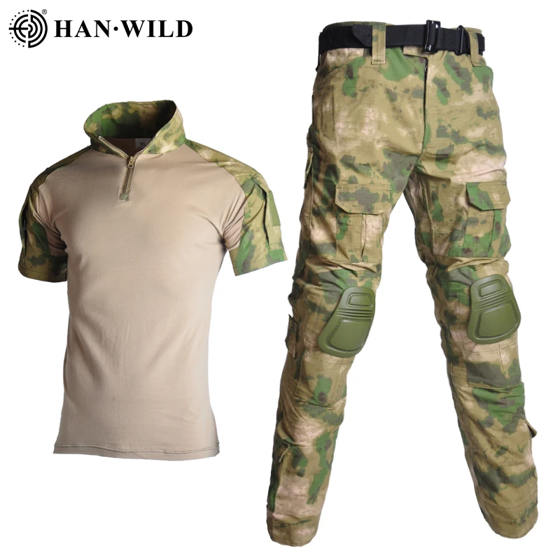 Vojenské Jednotné Oblečenie Vyhovovali Taktické Kamufláž Mužov US Army oblečenie Vojenské Bojové Tričko + Cargo Nohavice Kolien