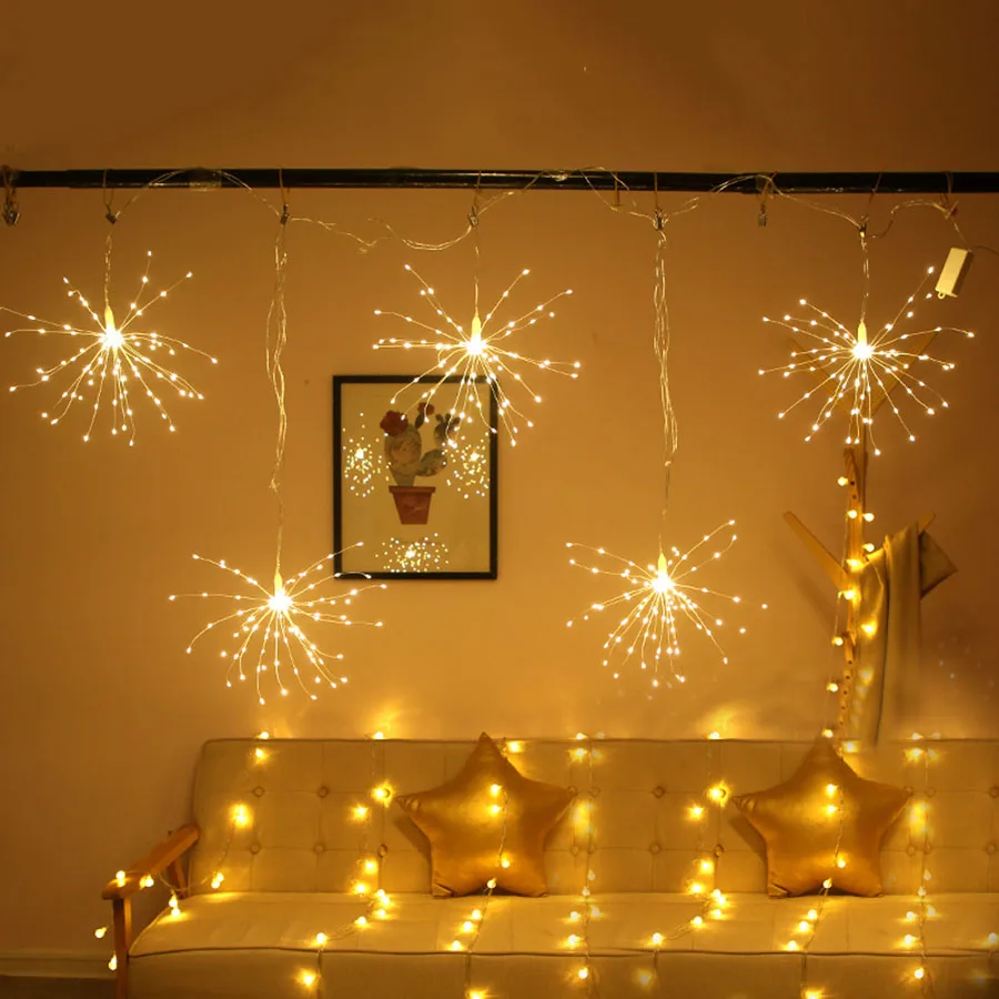 Vonkajšie 5 KS Závesné Starburst String Svetlá LED Ohňostroj Víla Svetlo Vianočné Girlandy Svetlo Pre Domov, Záhradu Ulici Vianoce Dekor