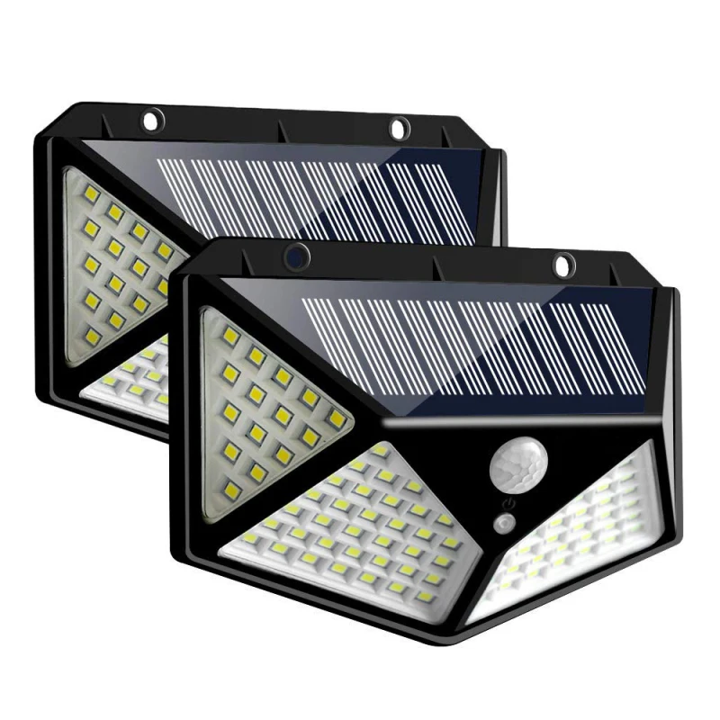 Vonkajšie Slnečné Svetlo 100 LED Svetlé Snímač Pohybu Nástenné svietidlo s 3 Režimami Bezdrôtový Vodeodolné IP65 Nočné Osvetlenie, pre Vonkajšie Steny