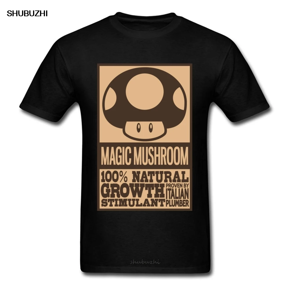 Vtipné taliansky Magic Mushroom T-košele Pre Mužov, Krátky Rukáv Tees Čierny Top Shirt Cartoon List, Plagát, Tlač