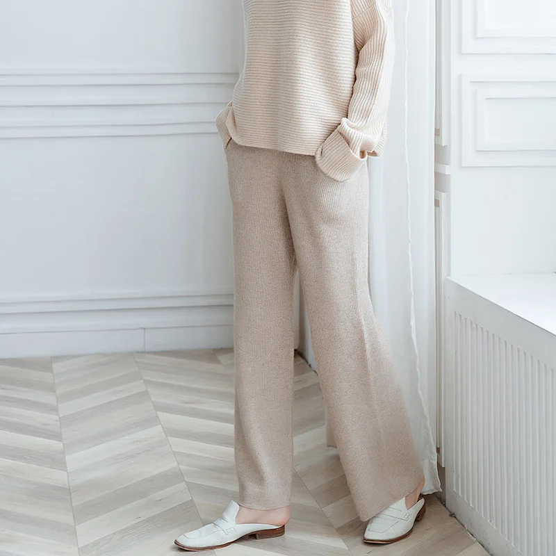 Vysoko elastický pás zime teplé ležérne módne kvality superior cashmere nohavice pre ženy