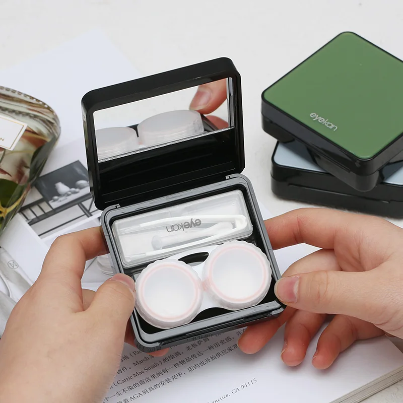 Vysoko Kvalitné Sladkosti Farebné kontaktné šošovky prípade zrkadlo farebné kontaktné šošovky prípade Kontajner roztomilý Krásne Travel kit box Ženy