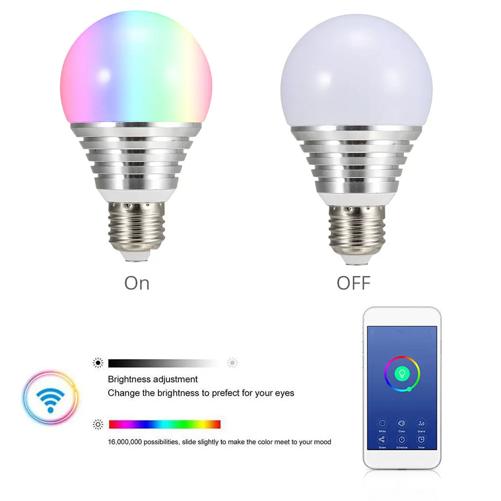 WiFi Smart LED Loptu Žiarovka RGBW 10W Lampa Lampada Mobilný Telefón Stmievateľné Načasovanie Bombillas APLIKÁCIU Diaľkové Ovládanie Hlasom Alexa Google