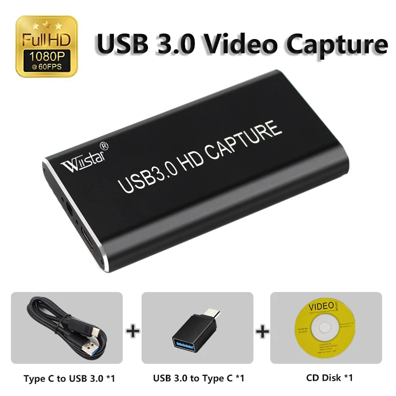 Wiistar HDMI USB 3.0 Video Capture Dongle 1080P 60FPS Video Audio Grabber Hra Záznamník pre XBOX PS4 Live TV