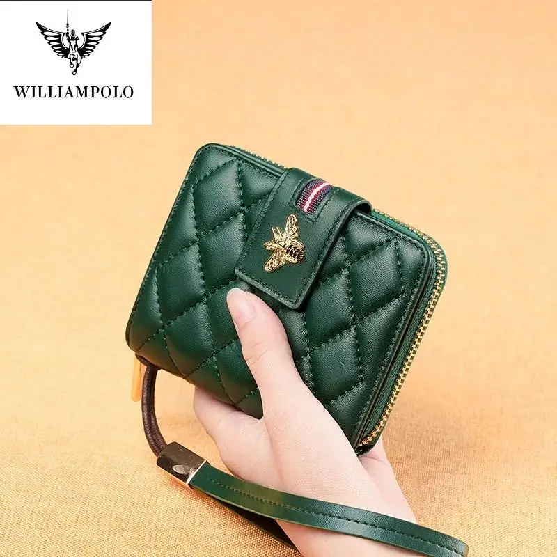 William Polo mäkké jahňacie dámske krátke kabelku plnú zrna nádherné malé kožené peňaženky portable multi card space Mini Kabelku