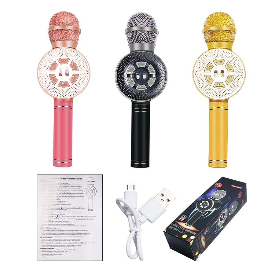 WS669 Mikrofón Farebné LED Svetlá Mobilný Telefón Karaoke Mikrofón Bezdrôtový Bluetooth Nahrávacie Štúdio Konferencie Mic