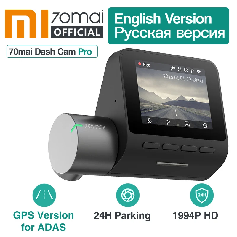 Xiao 70mai Dash Cam Pro 1944P GPS ADAS 70 mai pro Cam anglický Hlasové Ovládanie 24HOD Parkovanie Monitor 140FOV Nočné Videnie, Wifi, Cam