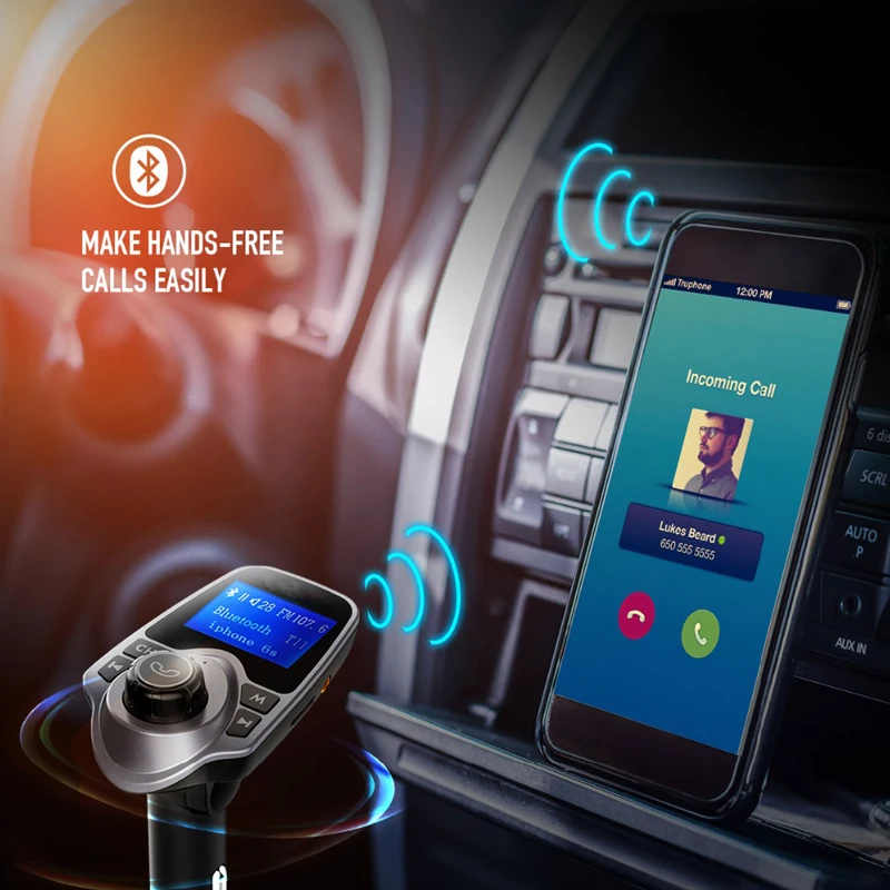 Xiao T11 Bezdrôtové pripojenie Bluetooth FM Handsfree Súprava do Auta MP3 Prehrávač, Bezdrôtový Adaptér Bluetooth S Dual Port USB do Auta
