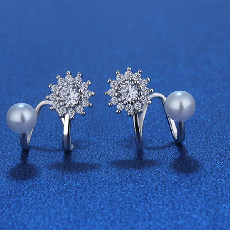 XIYANIKE 925 Sterling Silver Luxusný Pearl Kvety Očarujúce Crystal Kameň Stud Náušnice Vysokej Kvality Šperky Pre Ženy Darček