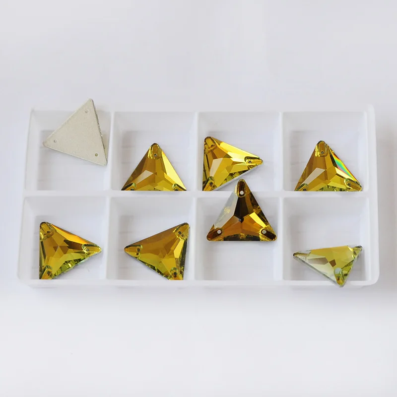 YANRUO 3270 Trojuholníky Light Topaz Crystal Kamienkami Šité Korálky Prvky Kryštály Voľné Kryštály Veľkoobchod Pre Šaty