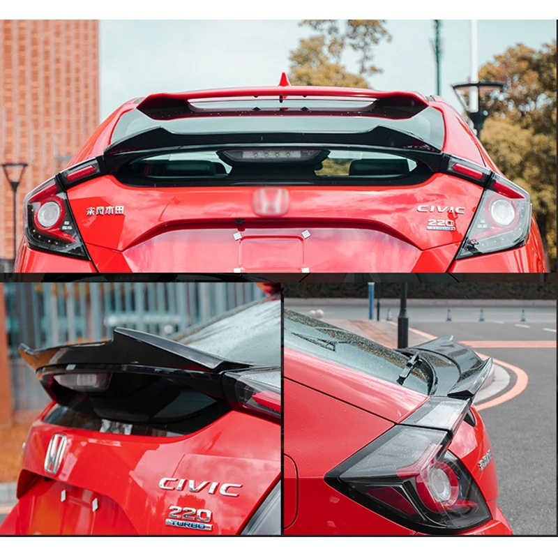 Zadný Kufor Spojler Boot Pery Krídlo pre Honda pre Občianske X 10. Hatchback 2016 - 2019 ABS Lesklá Čierna / carbon fiber