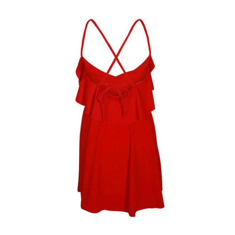 ZITY Lete Červená Vintage A-Line Šaty Ženy 'S 2020 Backless Kríž Šnúrkou Volánikmi Zväzok Pás V-Krk Mini Šaty
