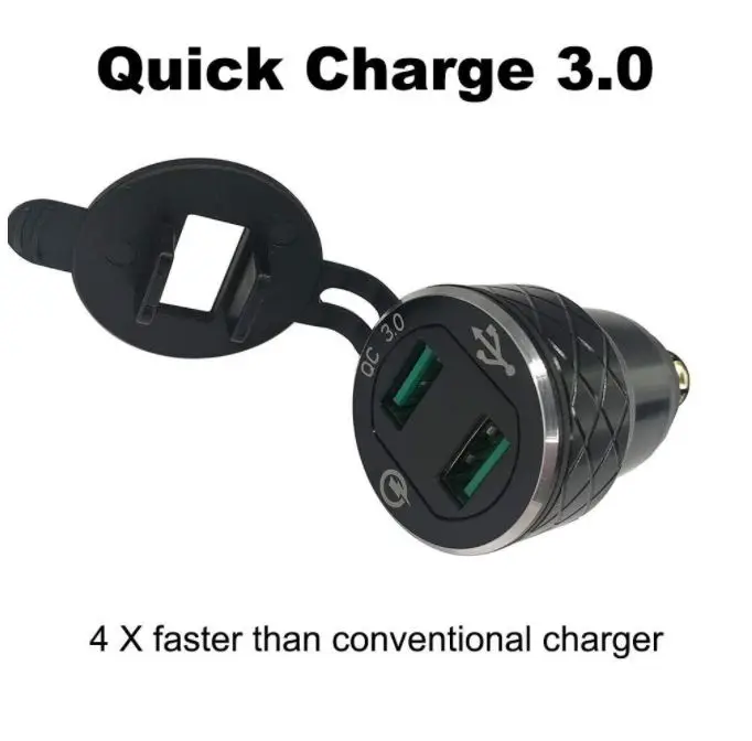 Zliatina hliníka na Rýchle Nabíjanie 3.0 Duálny USB nabíjačka pre BMW Motocykel Triumf Tiger Ducati Voltmeter QC 3.0 DIN Zásuvka na USB Modrá