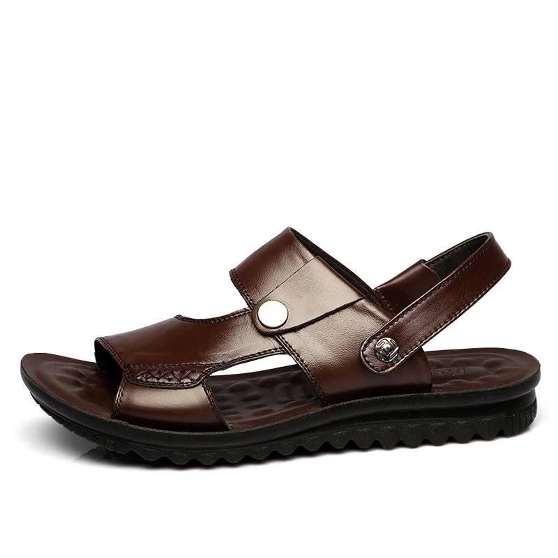 Značka 2010 Letné pánske Sandále Originálne Kožené Vonkajšie Voľný čas s Dvojakým použitím, Sandále Otec Topánky Pláži Papuče Obuv Muži
