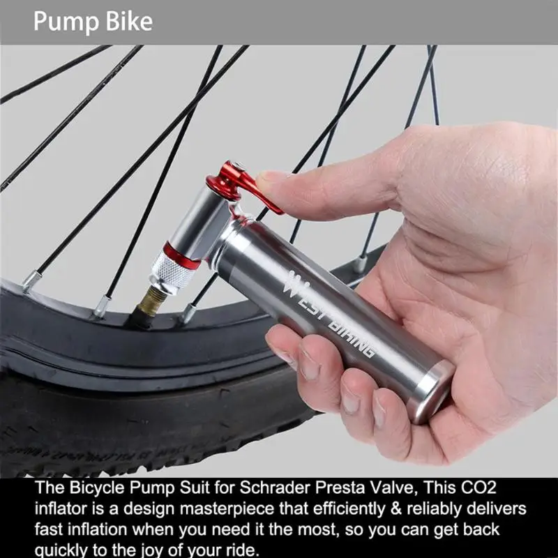 ZÁPAD CYKLISTIKA Mini Prenosné Nafukovacie Čerpadlo Vzduch Cestnej MTB Bike CO2 Hliníkové Nafukovacím Bicykli jazda na Bicykli Častí Zariadení