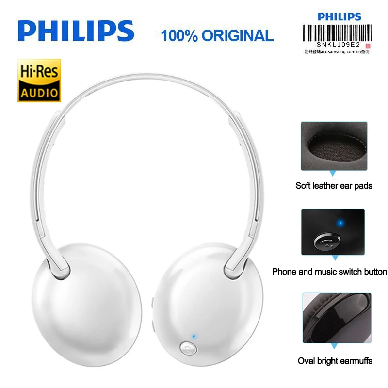 Úradný Skutočné Philips Bezdrôtové slúchadlá SHB4405 s Bluetooth 4.1 Lítium-Polymérová Ovládanie Hlasitosti na Poznámka 8 S9