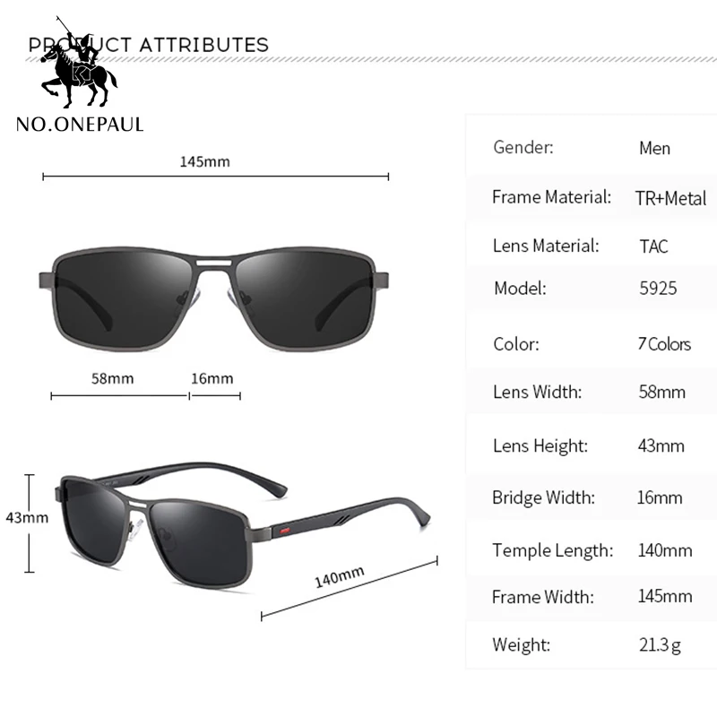 Č.ONEPAUL pánske slnečné okuliare UV400, kov, námestie, polarizačný