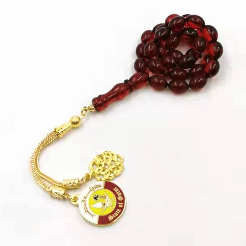 Červená Živica Tasbih Katar Národný Deň dar Moslimských náramok 33 45 66 99 modlitba perly ruženca Zlato Tarbizons 2019 Nový štýl Ruženec