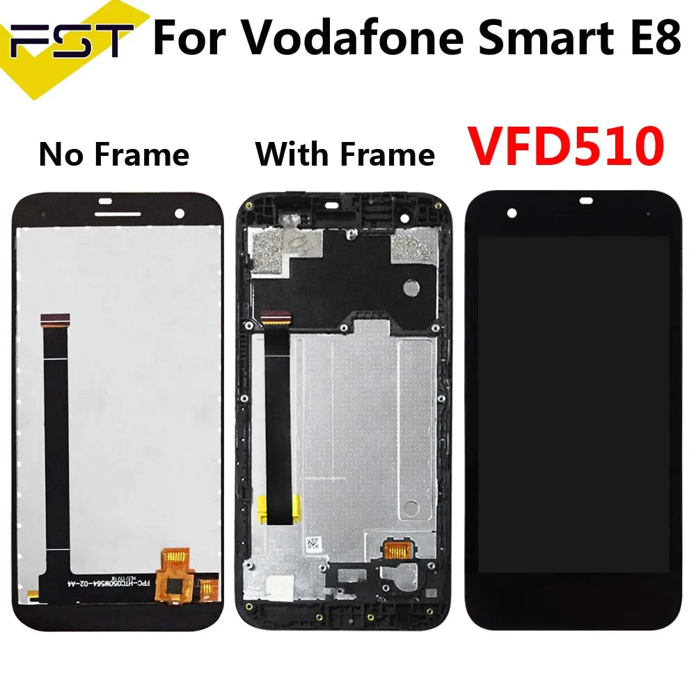 Čierna Pre Vodafone Smart E8 VFD510 VFD 510 LCD Displej Dotykový Telefón Digitalizátorom. Montáž S Rámom+Nástroje