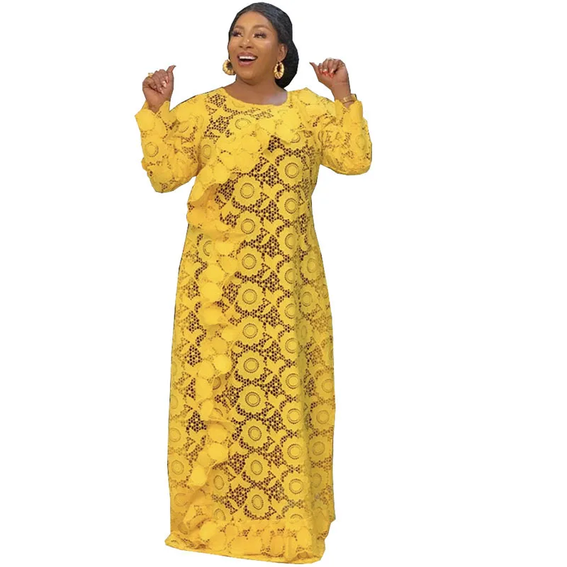 Čipky Afriky Šaty Pre Ženy, Plus Veľkosť Boubou Ankara Dashiki Maxi Šaty Moslimských Abayas Fashion Party Oblečenie 2021 Jeseň Zima