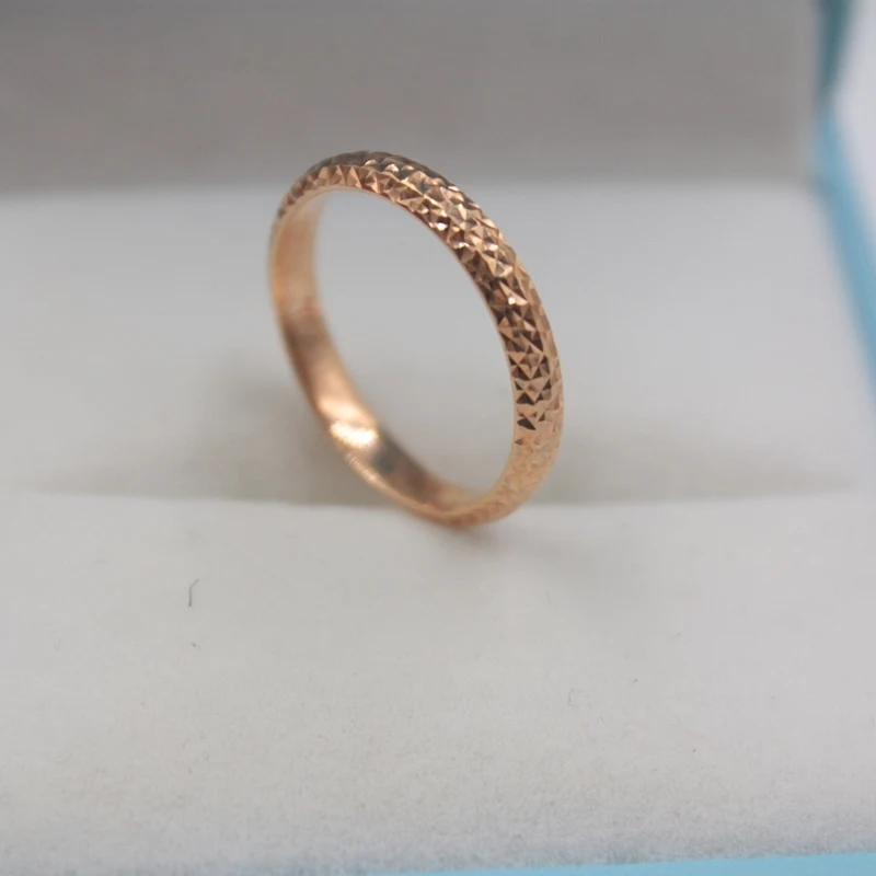 Čisté Pevné 18k Rose Gold Ring Ženy, Šťastia Plný Star Band Krúžok 2.5 mmW 0.7-1g US5-9