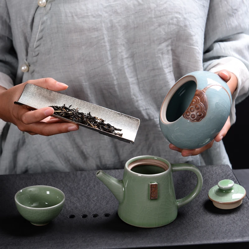 Čínsky Štýl Big Čaj Caddy Úložný Box Prenosné Hermeticky Čaj Plechovky Keramické, Porcelánové Kanister Na Korenie Organizátor Čaj Pohárov