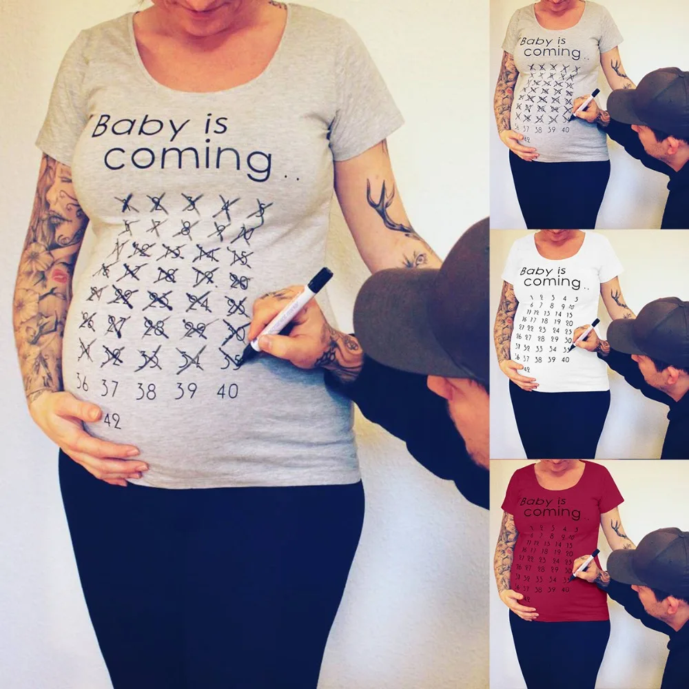 Ženy Materskej Oblečenie Tričká Topy Lete Tehotné Materskej Tričká Krátky Rukáv List Tlač Bežné Tehotenstvo Oblečenie