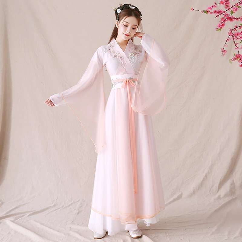 Ženy Čínsky Štýl Hanfu Tradičné Tanečné Kostýmy Dynastie Han Princezná Oblečenie Orientálna Tang Víla Šaty Vybavy