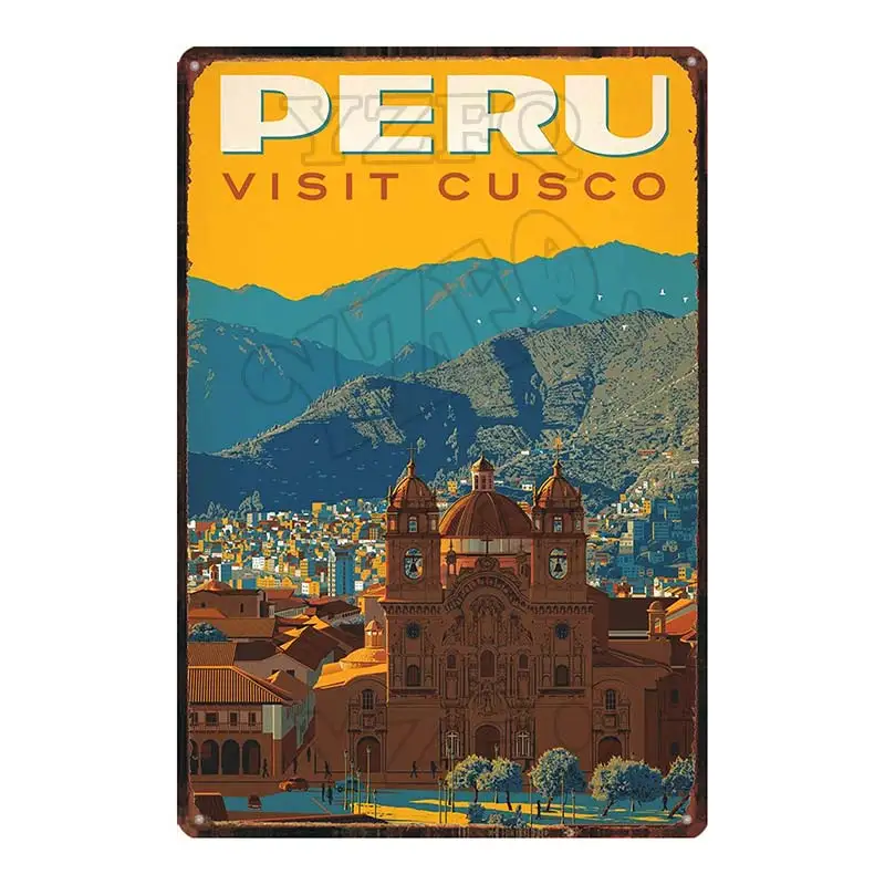 【YZFQ] vyzýva Peru Cestovné Meste Lima krajiny Doska, Kov Vintage Doska na Stenu Bar, Reštaurácia, Domáce Coffee Shop Dekor 30X20CM DU-6262A
