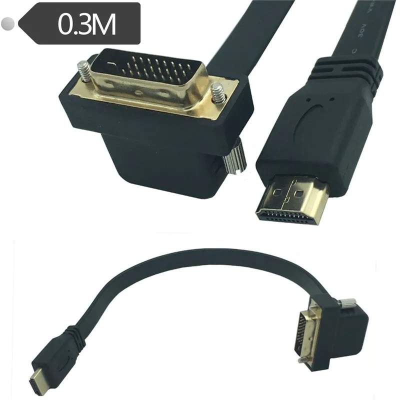 0,3 M DVI-D 24+1 Muž 90 Stupňov Pravý Uhol-HDMI Samec Kábel