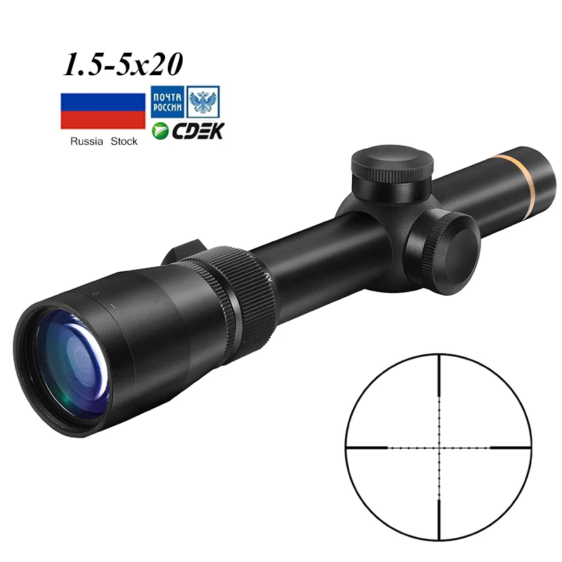 1.5-5X20 Mil-dot Reticle Pohľad Puška rozsah Taktické Riflescopes Lov Rozsah Sniper Výstroj Pre Rilfe Vzduchu Zbraň