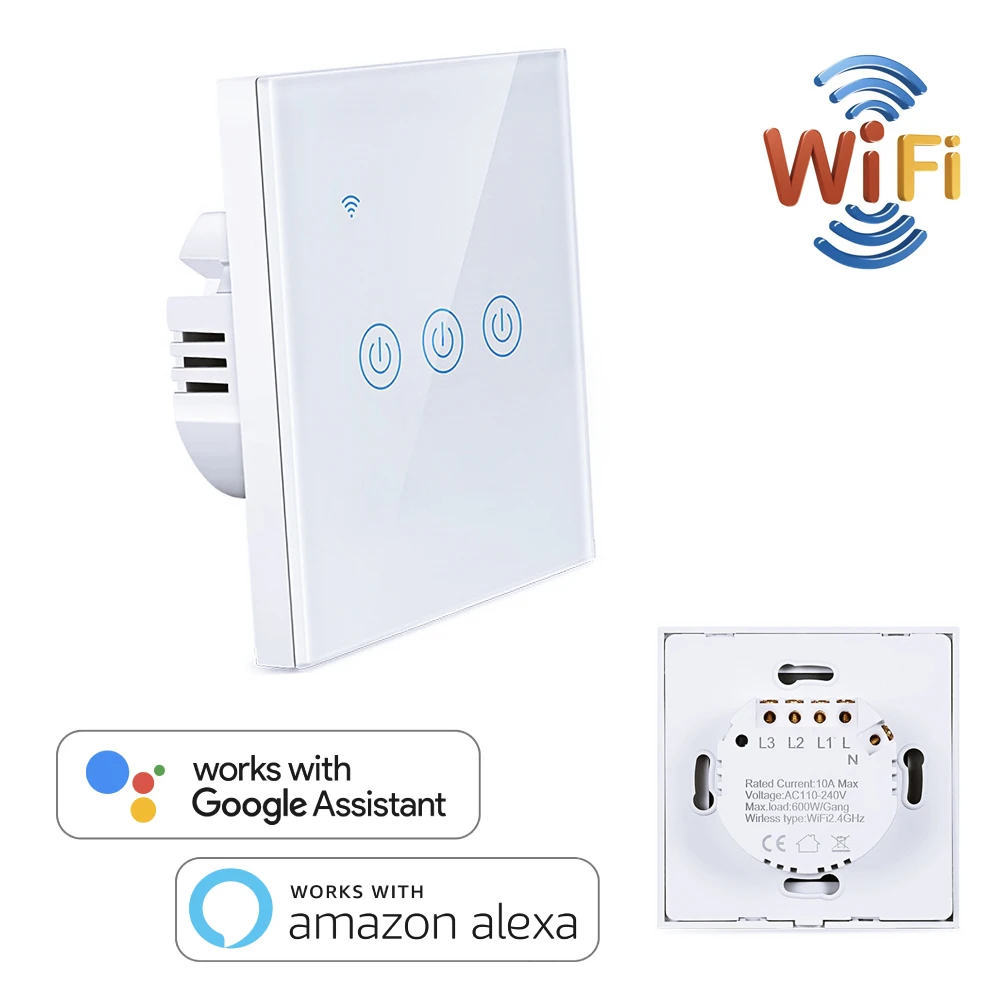 1 Gang Smart WiFi Prepínač 110V - 240V Stenu Smart Home Automation Bezdrôtový Svetlo Diaľkové Ovládanie Touch Pracovať s Alexa Domovská stránka Google