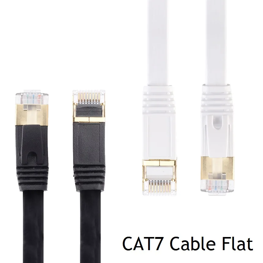 1 m-5 m 15 m 30 m Cat 7 Kábla Čierna Biela Ethernetový Kábel Cat7 Ploché Sieťový Patch Kábel RJ45 SSTP Kábel siete Lan Modem Router CAT7 Kábel