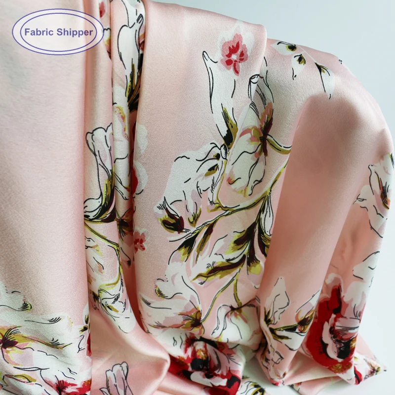 100 cm*150 cm Vintage Kvet Hodvábny Satén Textílie Mäkké Krepové Charmeuse Šaty Textilné